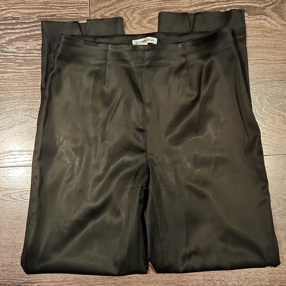 ❤️ ALEXANDRA ROSATI VINTAGE SATIN HIGH RISE STRAIGHT LEG PANTS, 14 (32) - Picture 2 of 7